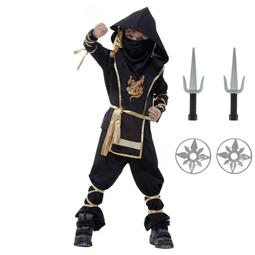 Blucielo Ninja Kostüm Kinder Kostüme für Karneval Fasching Ninja-kostüm Junge Ninja Verkleidungsparty(110-120CM) von Blucielo