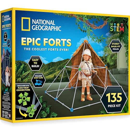 NATIONAL GEOGRAPHIC Kreatives Indoor-Fort-Bauset – 135 Teile für Kinder im Alter von 6–12 Jahren, STEM-Spielzeug für fantasievolles Spielen, Decke Fort (exklusiv bei Amazon) von Blue Marble