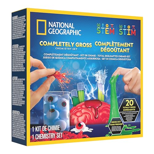 NATIONAL Geographic Ekelhaftes Chemie-Set – 20 Schleimige Wissenschaftsexperimente für Kinder, Gehirn sezieren, Blutzellen platzen Lassen & mehr, Großartiges Mint-Set von Blue Marble