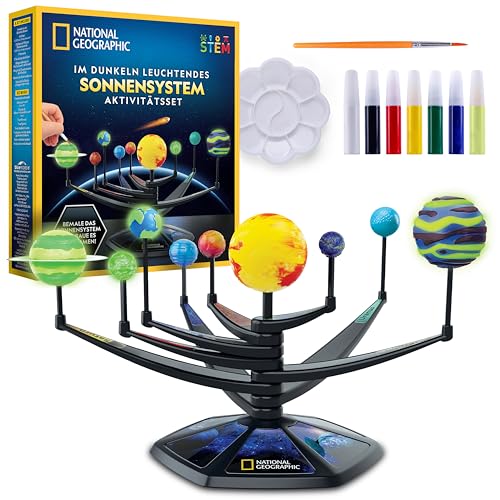 NATIONAL Geographic Leuchtendes 3D-Sonnensystem Modellbausatz für Kinder – Baue & Bemale EIN Planetensystem mit beweglichen Armen, Mint-Projekt für Kinder von 8-12 Jahren von Blue Marble