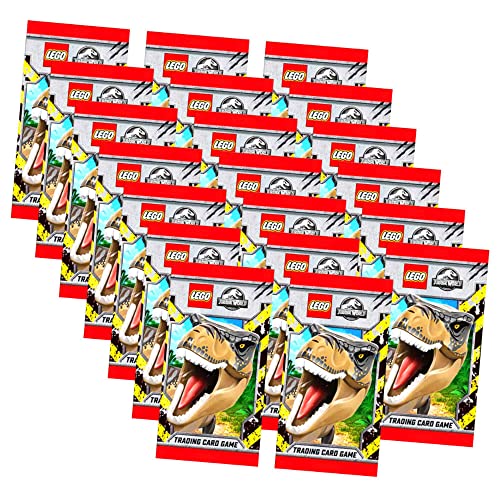 Lego Jurassic World Serie 1 Karten - Trading Cards - 20 Booster Sammelkarten Bundle + 10 Originale Hüllen von STRONCARD