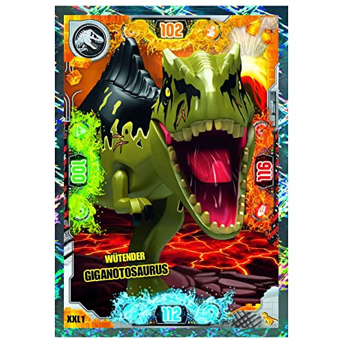 Lego Jurassic World Serie 2 Karten - Trading Cards - Sammelkarten Bundle - XXL1 Gold Karte + 10 Originale Hüllen von Blue Ocean / STRONCARD