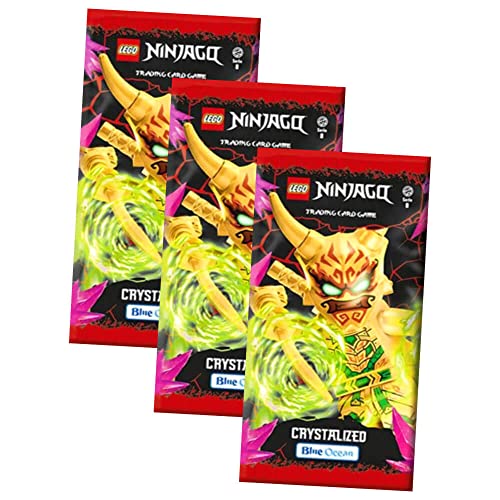 Lego Ninjago Karten Trading Cards Serie 8 - Crystalized (2023) - 3 Booster Sammelkarten Bundle + 10 Originale Hüllen von Blue Ocean / STRONCARD