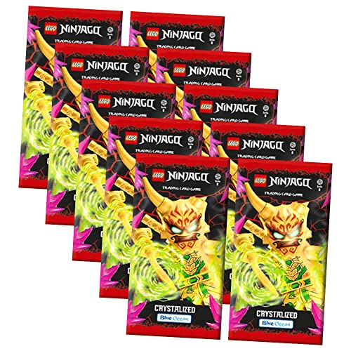 Lego Ninjago Karten Trading Cards Serie 8 - Crystalized (2023) - 10 Booster Sammelkarten Bundle + 10 Originale Hüllen von Blue Ocean / STRONCARD