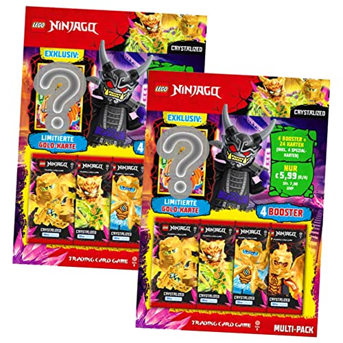 Lego Ninjago Karten Trading Cards Serie 8 - Crystalized (2023) - 2 Multipack Sammelkarten Bundle + 10 Originale Hüllen von Blue Ocean / STRONCARD