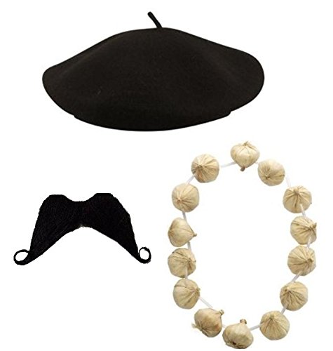 French Man Garland Moustache Beret Hat Fancy Dress Kit von Blue Planet Online