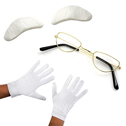 Santa Claus Half Moon Glasses, Gloves and White Eyebrows Christmas Fancy Dress von Blue Planet Online