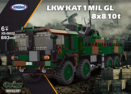 BlueBrixx 06052 Marke Xingbao – LKW Kat 1 MIL GL 8x8 10t, Bundeswehr aus Klemmbausteinen mit 893 Bauelementen. Kompatibel mit Anderen Klemmbausteinmarken. Lieferung in Originalverpackung. von BlueBrixx