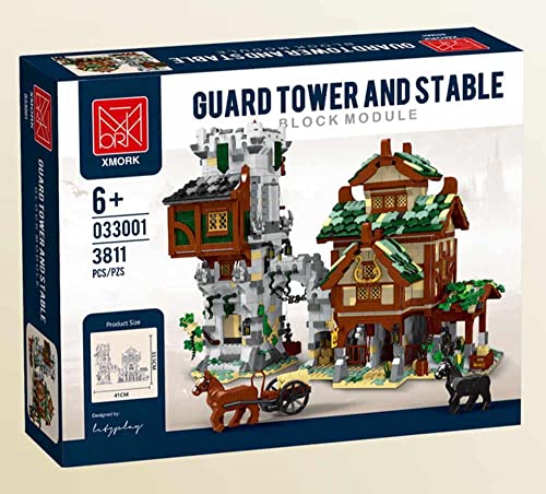 BlueBrixx 105292 Mittelalterliche Stadt - Wachturm und Stall aus Klemmbausteinen mit 3811 Bauelementen. Kompatibel mit Anderen Klemmbausteinen. Lieferung in Originalverpackung. von BlueBrixx