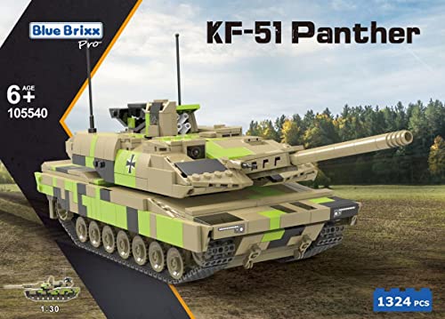 BlueBrixx 105540 – Kampfpanzer Panther KF51, Bundeswehr aus Klemmbausteinen mit 1324 Bauelementen. Kompatibel mit Anderen Klemmbausteinherstellern. Lieferung in Originalverpackung. von BlueBrixx