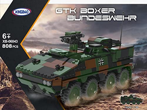 BlueBrixx - GTK Boxer Bundeswehr - Militär Modellbausatz für Kinder und Erwachsene, Klemmbausteine-Set aus 808 Teilen, detailreiches Kriegsfahrzeug, Artikelnummer XBA-06043 von BlueBrixx