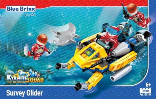 BlueBrixx Kids 107104 – Kyanite Squad Deep Sea: Vermessungsgleiter aus Klemmbausteinen mit 119 Bauelementen von BlueBrixx