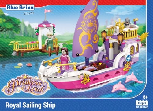 BlueBrixx Kids 107142 – Princess Leah: Königliches Segelschiff aus Klemmbausteinen mit 456 Bauelementen von BlueBrixx