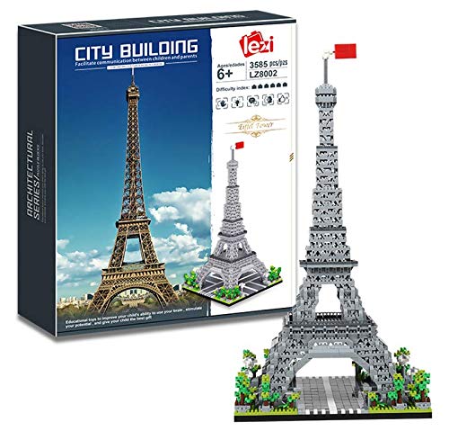 BlueBrixx LZ8002 Marke Lezi – Eiffelturm aus Klemmbausteinen mit 3585 Bauelementen. Kompatibel mit Anderen Diamond Blocks-Klemmbausteinen. Lieferung in Originalverpackung. von BlueBrixx