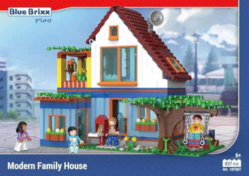 BlueBrixx Play 107587 – Einfamilienhaus aus Klemmbausteinen mit 837 Bauelementen von BlueBrixx