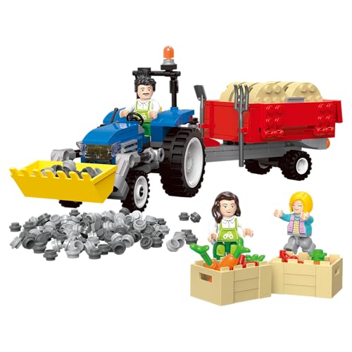 BlueBrixx Play 107740 – Bauernhof - Trecker mit Hänger aus Klemmbausteinen mit 423Bauelementen von BlueBrixx