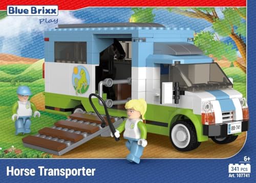 BlueBrixx Play 107741 – Pferdetransporter aus Klemmbausteinen mit 341 Bauelementen von BlueBrixx