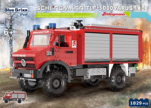 BlueBrixx Pro 104120 – Schlingmann TLF-3000 VARUS 4X4 aus Klemmbausteinen mit 1829 Bauelementen. Kompatibel mit Anderen Klemmbausteinen. Lieferung in Originalverpackung. von BlueBrixx