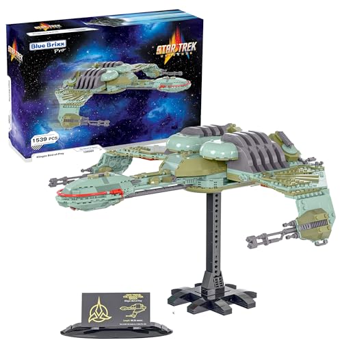 BlueBrixx Pro - Star Trek Klingon Bird-of-Prey - Großes Sci-Fi Raumschiff-Modellbausatz für Erwachsene, Klemmbausteine-Set aus 1539 Teilen, Offizielle Lizenz, Artikelnummer 104584 von BlueBrixx