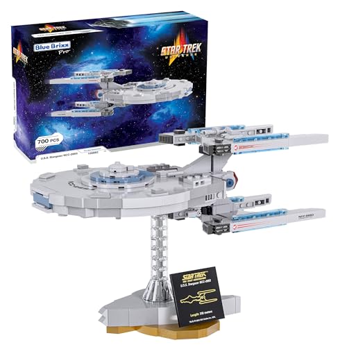 BlueBrixx Star Trek USS Stargazer NCC-2893 – Captain Picards erstes Kommando –Midsize-Bausatz – 700 Klemmbausteine – 100% kompatibel – ORIGINAL-Lizenz, 105692 von BlueBrixx