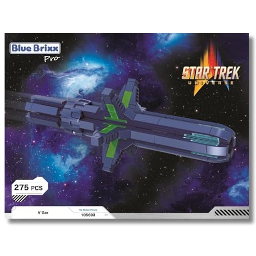 BlueBrixx Pro - Star Trek V'Ger - Mini-Modell-Bausatz für Erwachsene und Kinder, 275 Klemmbausteine, Offiziell lizenziert, Ausstellungsständer inklusive, 105693 von BlueBrixx