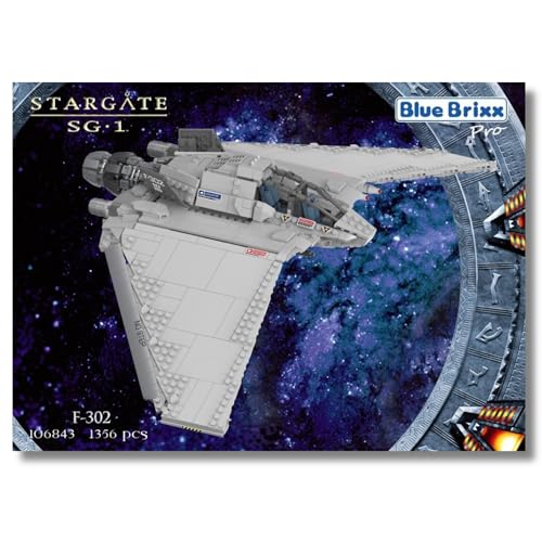 BlueBrixx Pro 106843 – Stargate F-302 aus Klemmbausteinen mit 1356 Bauelementen von BlueBrixx