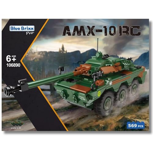 BlueBrixx Pro 106890 – AMX-10 RC Schützenpanzer aus Klemmbausteinen mit 569 Bauelementen von BlueBrixx