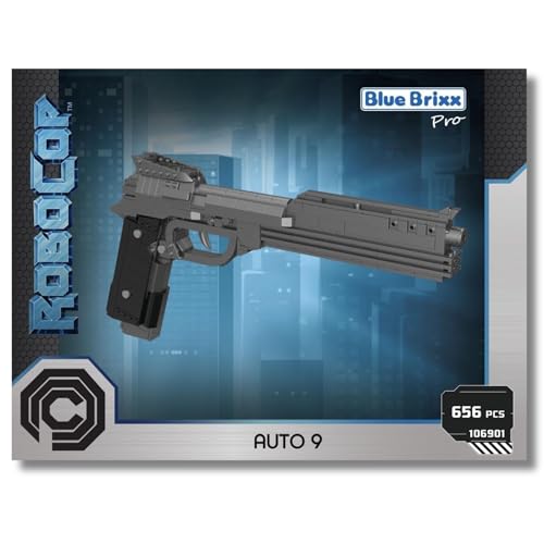 BlueBrixx Pro 106901 – Robocop Auto 9 Maschinenpistole aus Klemmbausteinen mit 656 Bauelementen von BlueBrixx