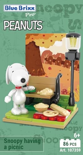 BlueBrixx Pro 107359 – Snoopy Macht Picknick aus Klemmbausteinen mit 86 Bauelementen von BlueBrixx