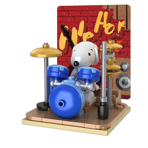 BlueBrixx Pro 107361 – Snoopy spielt Schlagzeug aus Klemmbausteinen mit 78 Bauelementen von BlueBrixx