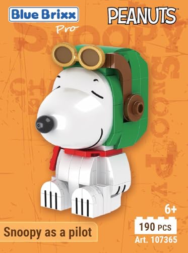 BlueBrixx Pro 107365 – Snoopy als Pilot aus Klemmbausteinen mit 190 Bauelementen von BlueBrixx