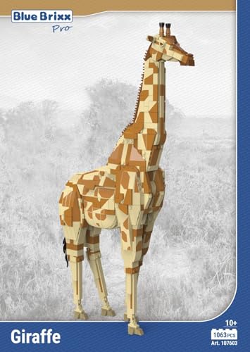 BlueBrixx Pro 107603 – Giraffe aus Klemmbausteinen mit 1063 Bauelementen von BlueBrixx