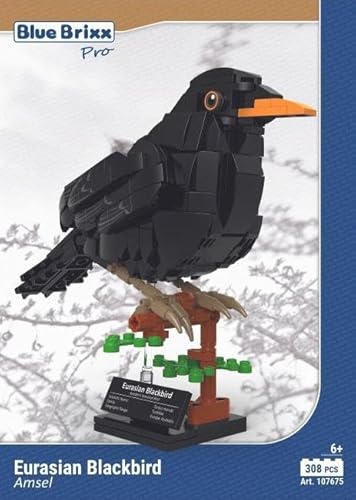 BlueBrixx Pro 107675 – Amsel aus Klemmbausteinen mit 308 Bauelementen von BlueBrixx