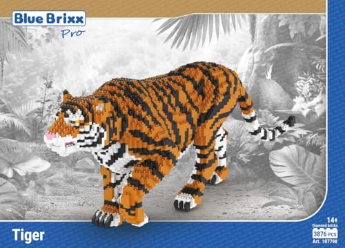 BlueBrixx Pro 107798 – Tiger (Diamond Blocks) aus Klemmbausteinen mit 3876 Bauelementen von BlueBrixx