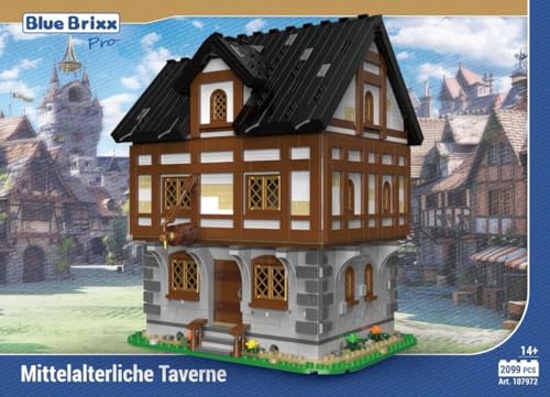 BlueBrixx Pro 107972 – Mittelalterliche Stadt - Taverne aus Klemmbausteinen mit 2099 Bauelementen von BlueBrixx