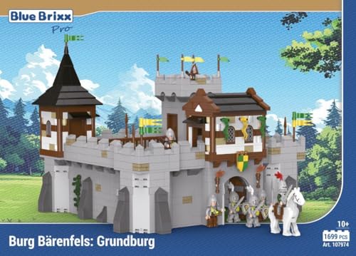 BlueBrixx Pro 107974 – Burg Bärenfels: Grundburg aus Klemmbausteinen mit 1699 Bauelementen. Kompatibel mit Anderen Klemmbausteinen. Lieferung in Originalverpackung. von BlueBrixx