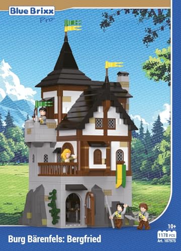 BlueBrixx Pro 107975 – Burg Bärenfels: Bergfried aus Klemmbausteinen mit 1178 Bauelementen. Kompatibel mit Anderen Klemmbausteinen. Lieferung in Originalverpackung. von BlueBrixx