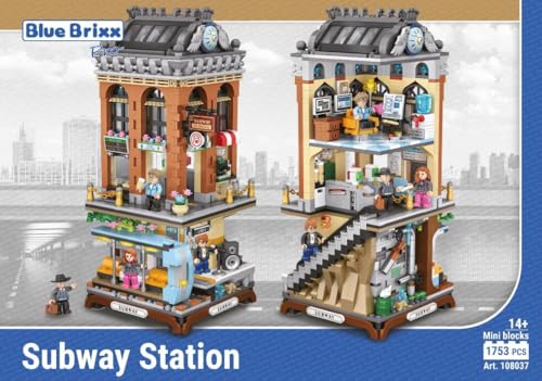 BlueBrixx Pro 108037 – U-Bahn Station (Mini Blocks) aus Klemmbausteinen mit 1753 Bauelementen von BlueBrixx