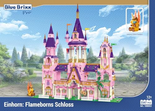 BlueBrixx Pro 108053 – Einhorn: Flameborns Schloss aus Klemmbausteinen mit 2347 Bauelementen von BlueBrixx