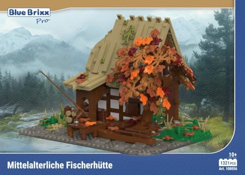 BlueBrixx Pro 108056 – Mittelalterliche Fischerhütte aus Klemmbausteinen mit 1321 Bauelementen von BlueBrixx