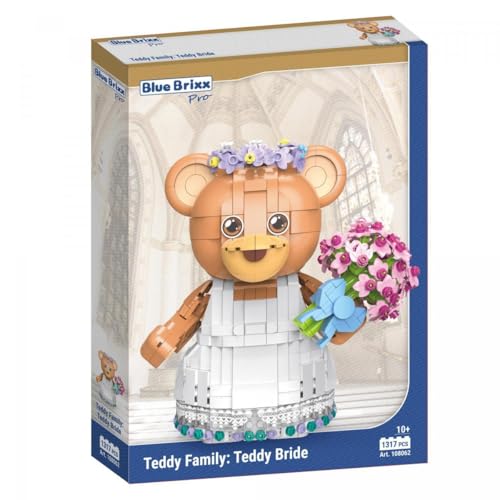 BlueBrixx Pro 108062 – Teddy Family: Braut aus Klemmbausteinen mit 1317 Bauelementen von BlueBrixx