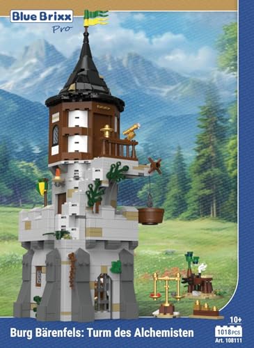 BlueBrixx Pro 108111 – Burg Bärenfels: Turm des Alchemisten aus Klemmbausteinen mit 1018 Bauelementen. Kompatibel mit Anderen Klemmbausteinen. Lieferung in Originalverpackung. von BlueBrixx