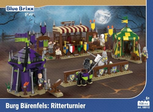 BlueBrixx Pro 108112 – Burg Bärenfels: Ritterturnier aus Klemmbausteinen mit 938 Bauelementen. Kompatibel mit Anderen Klemmbausteinen. Lieferung in Originalverpackung. von BlueBrixx