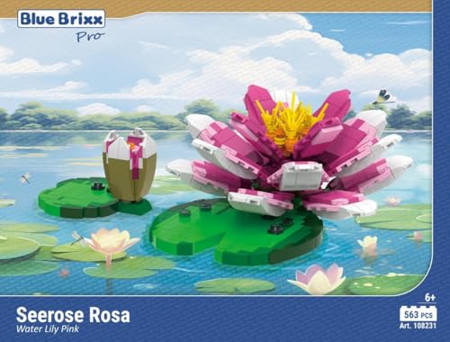 BlueBrixx Pro 108231 – Seerose Rosa aus Klemmbausteinen mit 563 Bauelementen. Kompatibel mit Anderen Klemmbausteinen. Lieferung in Originalverpackung. von BlueBrixx