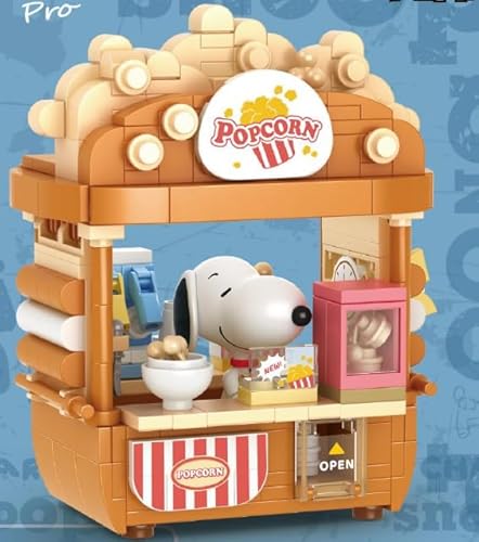 BlueBrixx Pro 108305 – Snoopys Popcorn-Stand aus Klemmbausteinen mit 355 Bauelementen von BlueBrixx