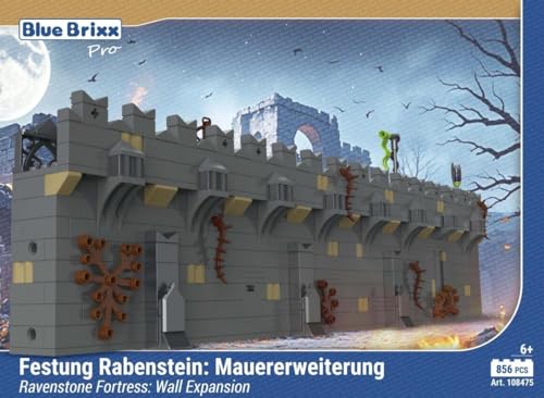 BlueBrixx Pro 108475 – Festung Rabenstein: Mauererweiterung aus Klemmbausteinen mit 856 Bauelementen. Kompatibel mit Anderen Klemmbausteinen. Lieferung in Originalverpackung. von BlueBrixx