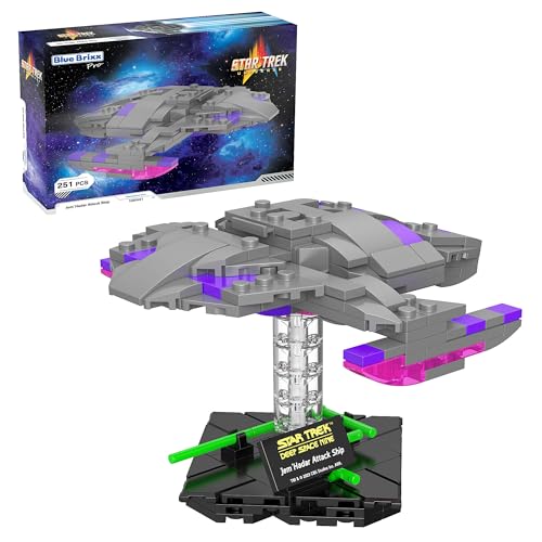 BlueBrixx Pro - Star Trek Jem'Hadar Attack Ship - Mini-Modell-Bausatz für Erwachsene und Kinder, 251 Klemmbausteine, Offiziell lizenziert, Ausstellungsständer inklusive, 105441 von BlueBrixx