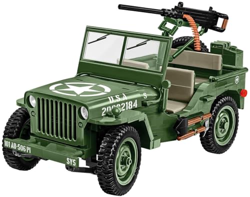 Jeep Willys MB + M2 Gewehr der US Army aus Klemmbausteinen mit 1207 Bauelementen von BlueBrixx