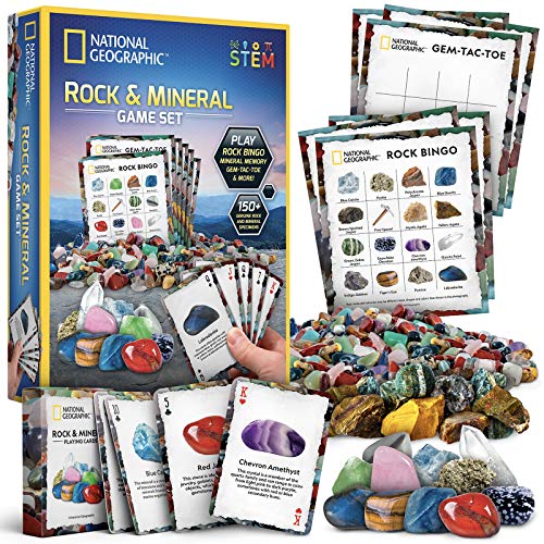 National Geographic Rock Bingo-Spiel – Spielen Sie Rock Bingo, Mineralgedächtnis, Edelstein-Trivia und Ihre Lieblingskartenspiele, enthält über 150 Steine und Mineralien, tolles pädagogisches von Blue Marble