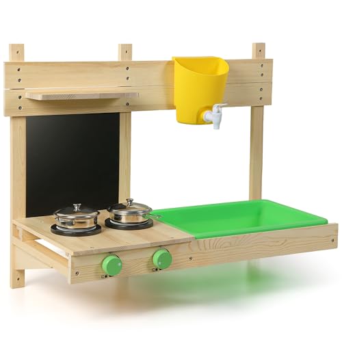 BlueWood Matschküche Kinder Outdoor, Holzspielzeug, Kinderküchen-Spielset mit, Spielfutter, Küchenzubehör, Kochset, Geschenk für Mädchen und Jungen, Drinnen und Draußen Aktivitäten-Wandhängerversion BlueWood Matschküche Kinder Outdoor, Holzspielzeug, Kinderküchen-Spielset mit, Spielfutter, Küchenzubehör, Kochset, Geschenk für Mädchen und Jungen, Drinnen und Draußen Aktivitäten-Wandhängerversion von BlueWood